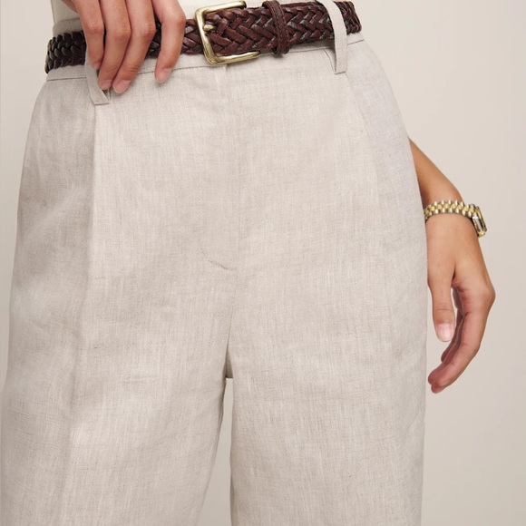 Reformation Alex Linen Mid Rise Pants NWOT Size 4 - Picture 2 of 11